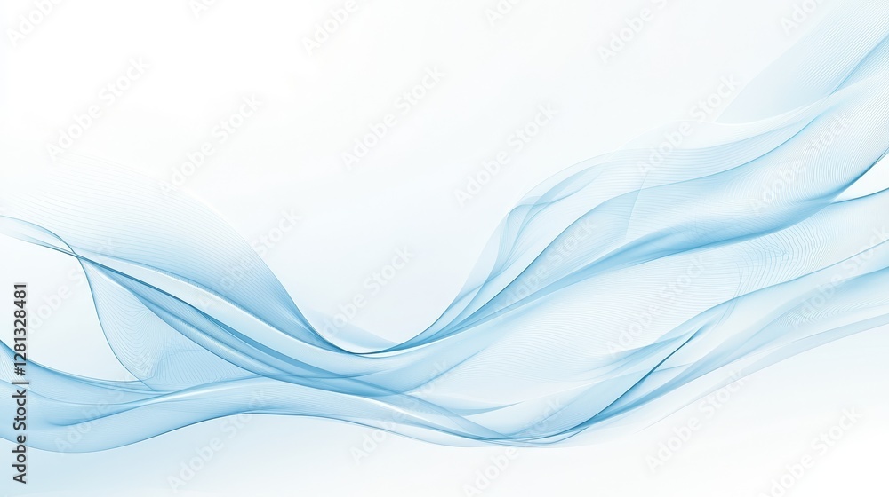 Poster dynamic flowing abstract blue wave design on a smooth gradient background