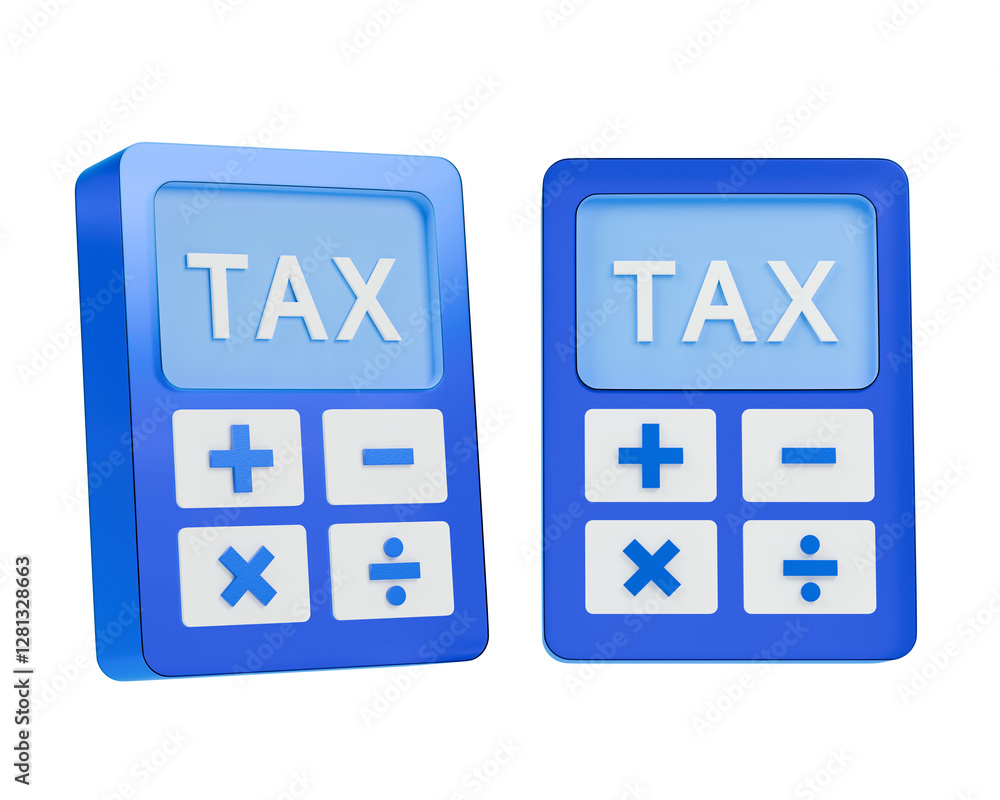 Aufkleber 3d render of calculator icon with the tax calculation method.