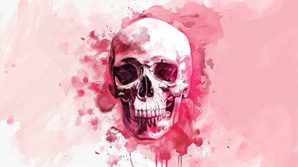 Watercolor Clipped Skull Illustration