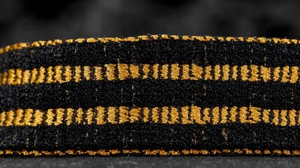 Close-up Detailed Texture Black Gold Fabric Knit Striped Pattern