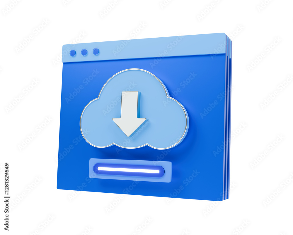 Poster a 3d rendered icon of cloud computing platform.