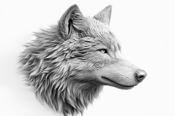 Naklejka premium A grayscale profile of a majestic arctic wolf