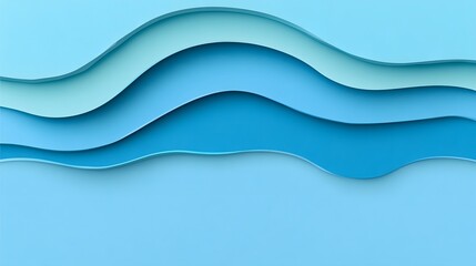 Obraz premium Abstract Blue Wave Layers Paper Cut Background