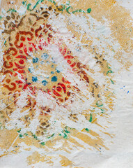 Painted Flora Stencil with Worn Texture