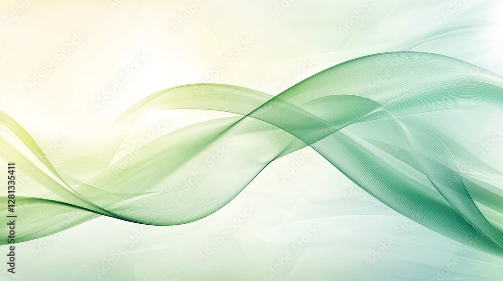 Aufkleber dynamic flowing green wave abstract background design for modern projects