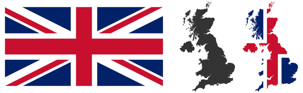 United Kingdom map and flag vector illustration