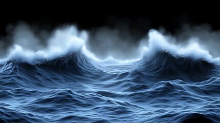 Dramatic Ocean Waves Crashing Under a Dark Sky