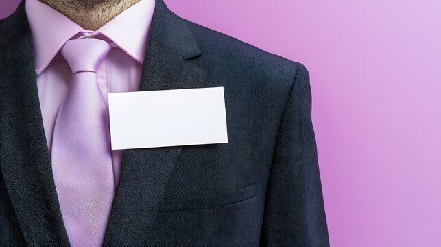 Blank Name Tag on Suit Jacket, Professional Business Identity Mockup - Powered by Adobe