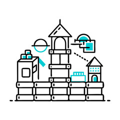 online educational games Building with STEM blocks icon in modern outline style
