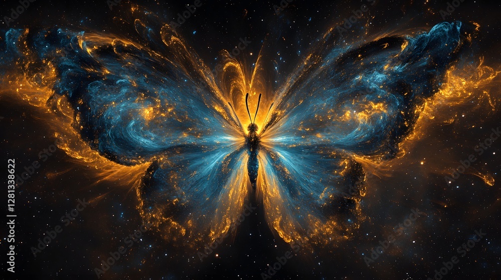 Poster a cosmic masterpiece showcasing the butterfly nebula ngc 6302 with delicate tendrils of luminous pla