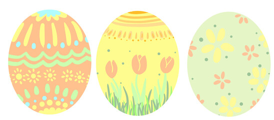 easter eggs illustration, isolated on white / transparent background for spring and easter design