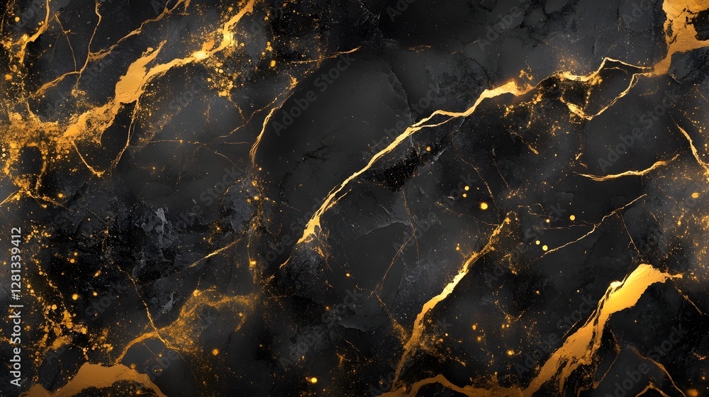 Poster luxurious abstract marble textured background with dramatic golden crackle pattern