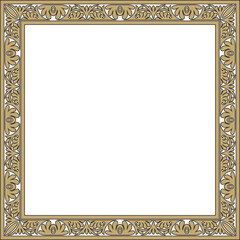 Vector gold and black square classic byzantine ornament. Rectangle, border, Ancient Greece, Eastern Roman Empire frame. Decoration of the Russian Orthodox Church