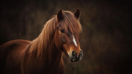Obraz premium Majestic Portrait of Icelandic Horses: Stunning Brown Ponies in Natural Farm Field Setting