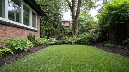 Backyard garden view of a house