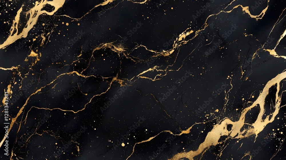 Aufkleber luxurious high end abstract background featuring a captivating black and gold marble texture with an