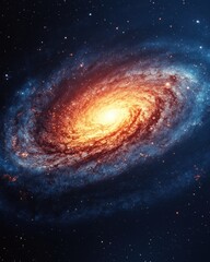 Obraz premium Majestic spiral galaxy with radiant core in deep space cosmic artwork astronomical wonder celestial beauty ethereal glow dynamic interstellar