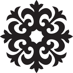 Vector black monochrome Kazakh national ornament. Ethnic pattern of the peoples of the Great Steppe,