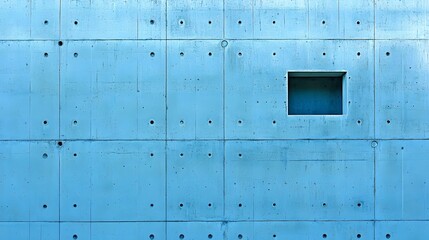 Fototapeta premium Abstract Blue Concrete Wall Texture with Square Window Opening