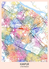 Obraz premium Kanpur Uttar Pradesh City Map, downtown tourism, house art travel, scenic metropolis concept, travel art city, patriotic abstract banner