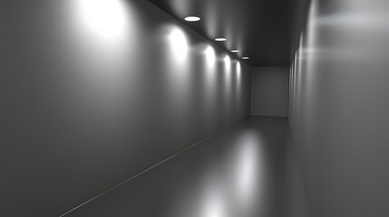 Naklejka premium Dark Grey Corridor with Spotlights Abstract Background