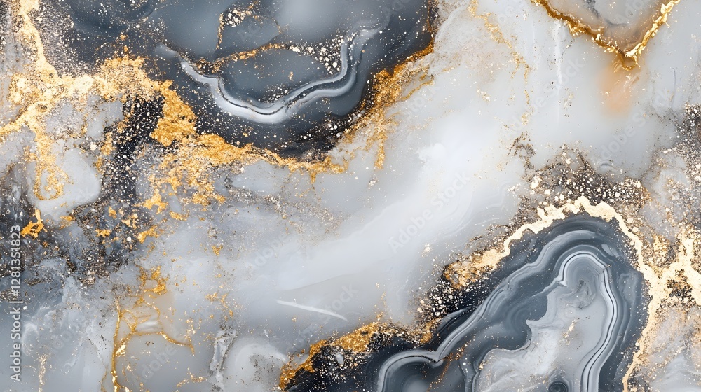 Poster Mesmerizing abstract background featuring a captivating marble texture with shimmering golden and metallic accents  This opulent high end design evokes a sense of luxury elegance and sophistication