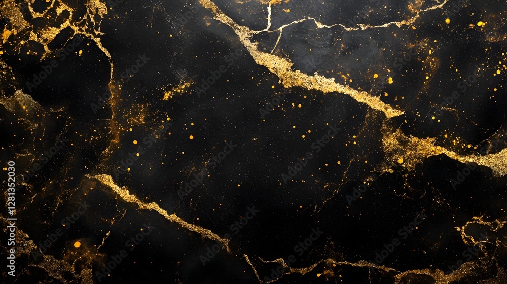 Poster Mesmerizing abstract background with a dark marble like texture and shimmering golden accents creating a dramatic and sophisticated visual effect