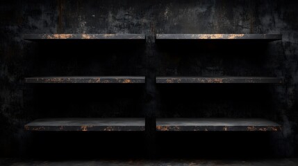 Dark Rustic Shelves Mockup for Product Display
