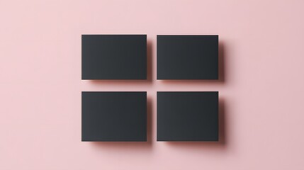 Four Black Square Cards Mockup on Pink Background