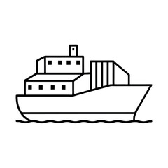 Obraz premium Nautical Container Ship Outline Vector Art