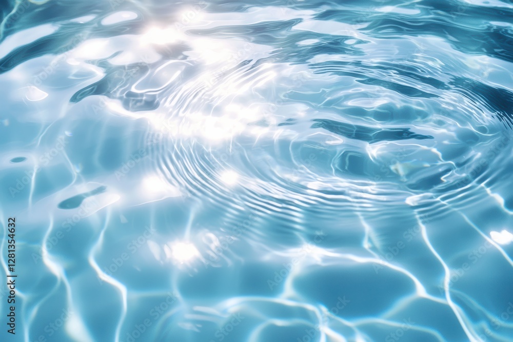 Aufkleber sunlight reflecting on relaxing ripples of water in swimming pool