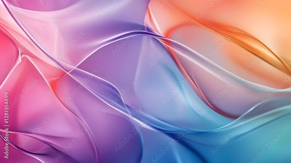 Aufkleber Mesmerizing abstract fluid gradient background with dynamic swirls waves and geometric patterns in a vibrant iridescent color palette  Visually striking
