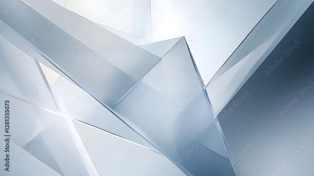 Poster Mesmerizing abstract geometric shapes and patterns in tranquil blue and gray tones that evoke a modern architectural design aesthetic  The intricate arrangement of triangles lines