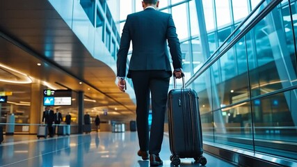 Businessman walking airport terminal, travel - Powered by Adobe
