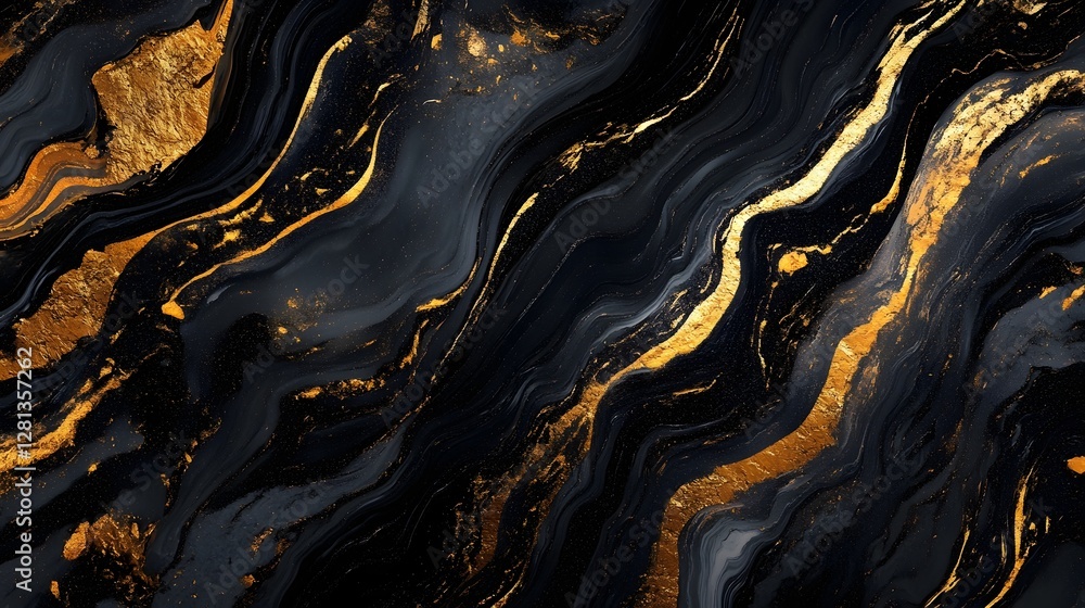 Fototapete mesmerizing abstract marble texture with swirling dynamic gold patterns and dramatic lighting luxuri