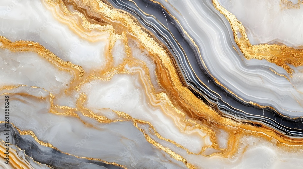 Poster Mesmerizing Abstract Marble Texture with Swirling Golden Waves and Patterns  Gorgeous dynamic abstract background with flowing undulating lines and vibrant metallic hues  Elegant modern