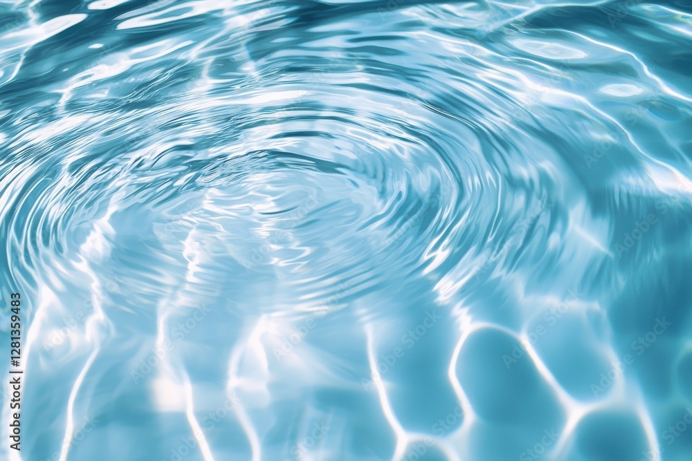 Poster transparent clean water surface with light reflections and subtle ripples forming concentric circles