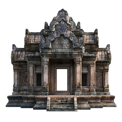 Fototapeta premium PNG Ancient Stone Temple, Architectural Marvel of Southeast Asia Against Transparent Background for Cultural, Travel, or Historical Projects.