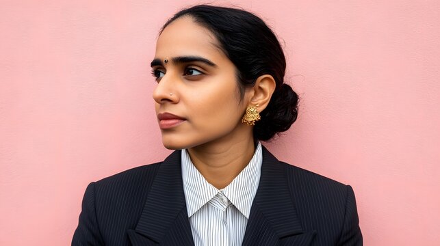 Portrait of a Young Indian Businesswoman in a Suit