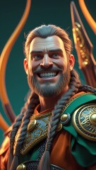 Obraz premium Epic 3D Render of a Viking Warrior