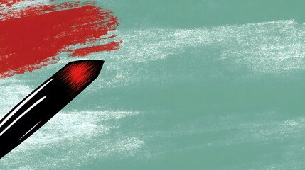 Abstract Lipstick Brush Stroke Art Teal Background