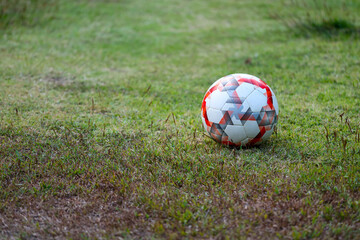 The football on nature green garden