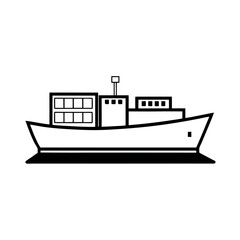 Obraz premium Container Ship Outline Vector for Infographics