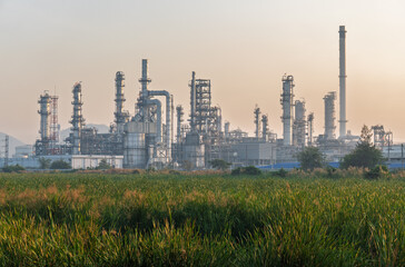 Oil​ refinery​ and​ plant and tower column of Petrochemistry industry in oil​ and​ gas​...