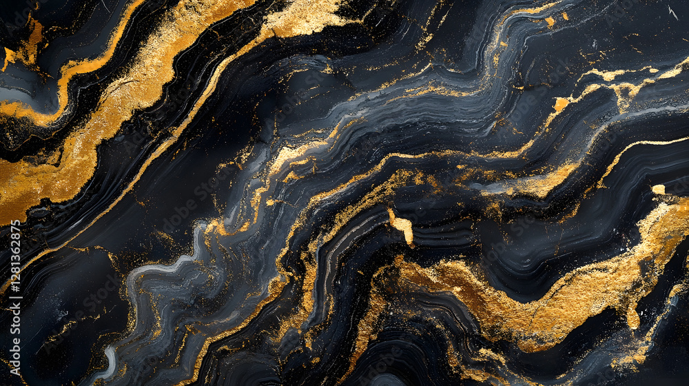 Poster Mesmerizing fluid abstract marble texture with dynamic golden waves and ripples  Visually striking contemporary design with an intriguing captivating and elegant aesthetic  Perfect for high end