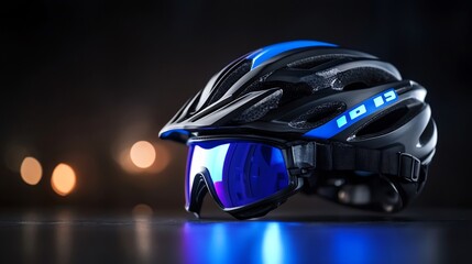 Fototapeta premium 1019 Cycling Helmet with Integrated Goggles: Night Riding Gear