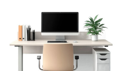 Fototapeta premium A computer and a sofa chair on the desk