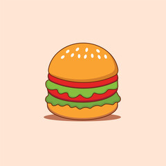 Cartoon burger set. Vector illustration.