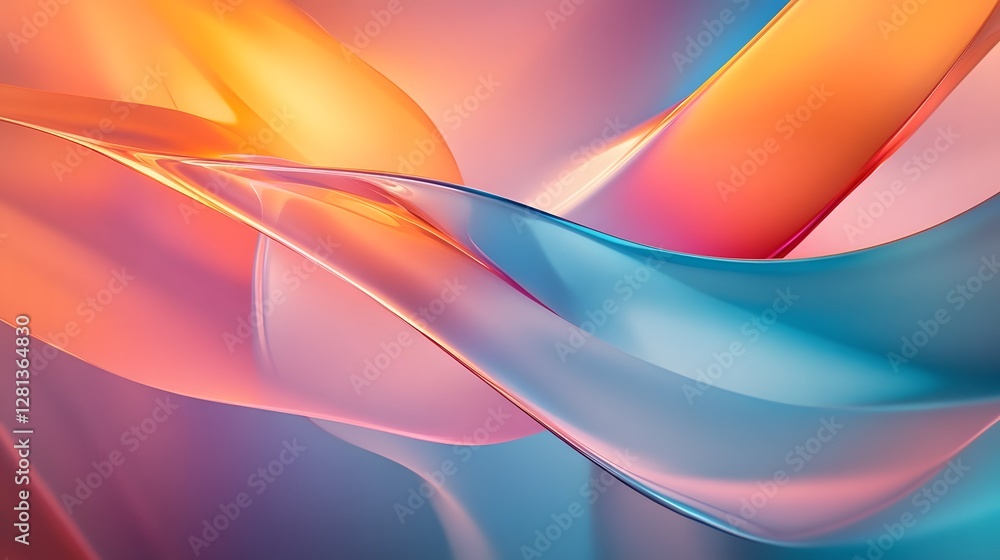 Poster Mesmerizing fluid shapes in a vibrant gradient of colors create a captivating and dreamlike digital landscape evoking a sense of motion energy and transformation  The smooth
