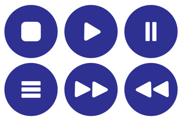 Media player button icons set. Pause, rewind, fast forward icon. Ui elements. Music player buttons. Video controls. Play